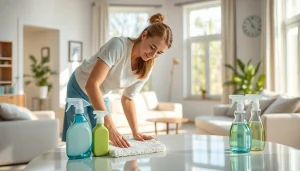 Experience the top-tier cleaning services at https://www.ecocleanellies.com with a cleaner at work.
