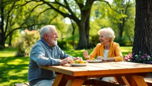 Enjoy a vibrant retirement lifestyle with https://frontidas.com, showcasing an elderly couple's joyful picnic.
