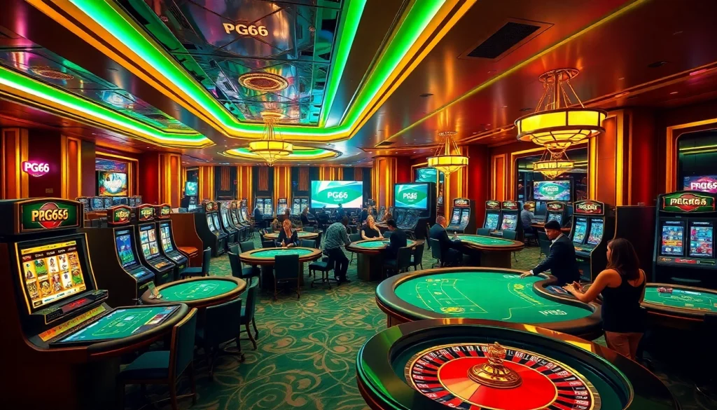 Players strategize at PG66 casino tables, immersed in high-stakes gaming excitement.