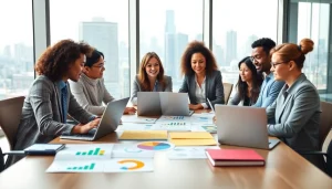 glownexis.com에서 전문가들이 현대적인 사무실에서 전략 논의하는 모습