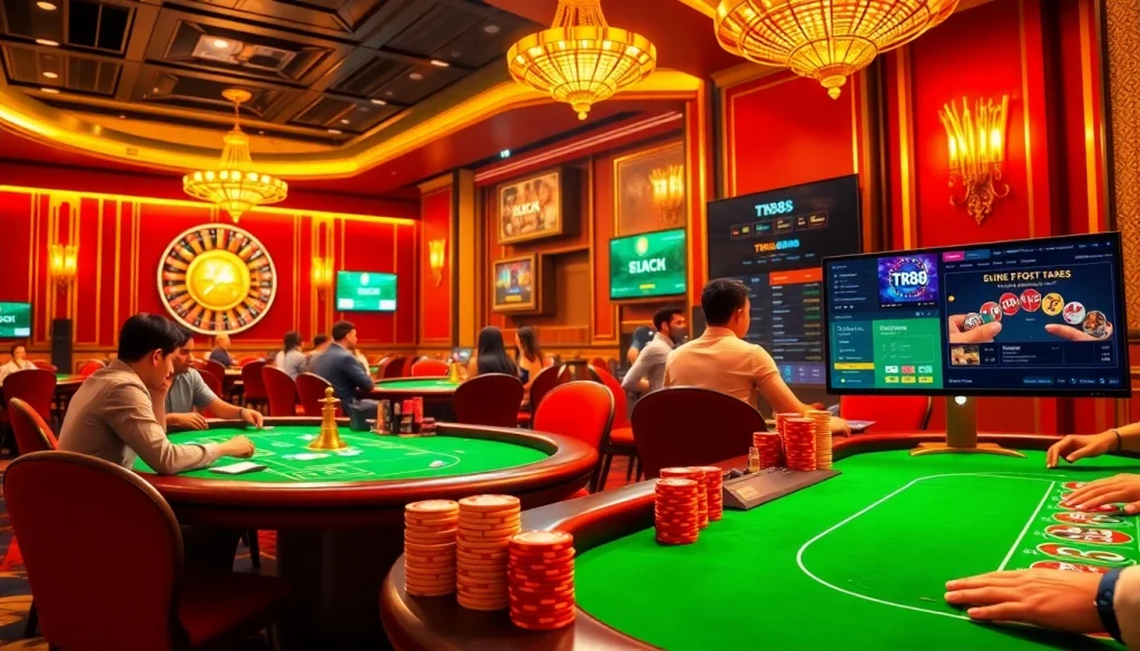 Experience the exciting atmosphere at https://tk88t.org/ with thrilling poker games and vibrant casino excitement.
