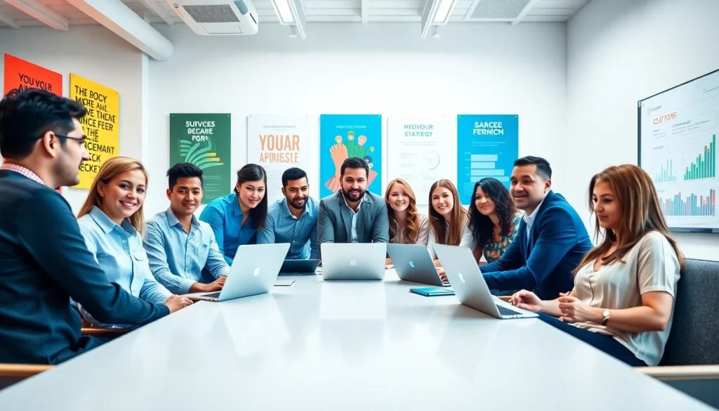 Boost your social media marketing edmonton with a dynamic team collaboration in a vibrant office space.