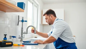 View of a professional plumber fixing a sink at https://speedyservicestoday.com.au showcasing a skillful service.