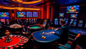 Experience the thrill of winning at THABET's casino tables with exciting games and vibrant atmosphere.