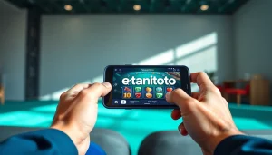 Menampilkan interaksi pengguna dengan petanitoto pada perangkat mobile dengan latar yang modern.