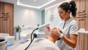 epilare definitiva cluj in a serene beauty clinic with professional technician performing laser hair removal treatment