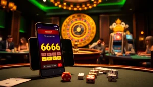Experience the excitement of the 6666bet App with a vibrant casino scene featuring poker and slots.