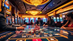 Players engaging in thrilling casino games at GG88 online platform with vibrant slot machines.