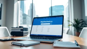 Access information quickly from https://finecheck.cy while browsing traffic fines in a modern office.