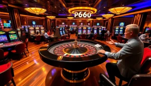 A vibrant roulette scene at PG66 casino, highlighting players engaged in high-stakes betting.