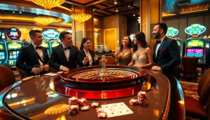 Excited players engage at the UU88 casino table with roulette and poker chips.