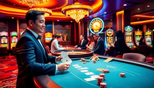 Exciting S88VIP casino scene with vibrant blackjack, roulette, and slot games.
