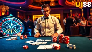 Excited players enjoy a thrilling poker game at UU88 casino.