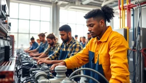 Engaged students at trade schools in southern California practicing hands-on skills in a dynamic environment.