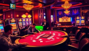 Exciting players at a poker table, showcasing the thrill of online gambling at Hello88.