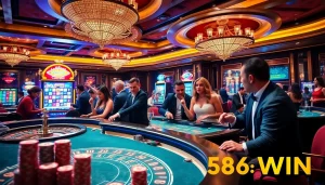 Experience thrilling gaming at 58 WIN with vibrant casino tables and eager players.