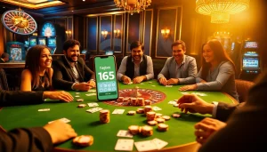 Experience the thrill of the 136bet App with players at a vibrant casino table.