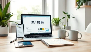 爱思助手下载 software displayed on a modern laptop in a professional workspace.
