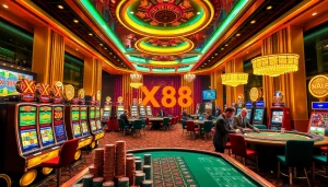 Experience the excitement of XX 88 with luxurious casino games and vibrant gaming elements.
