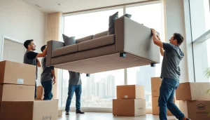 Best moving company in Vancouver showcases professional team moving furniture into a modern apartment.