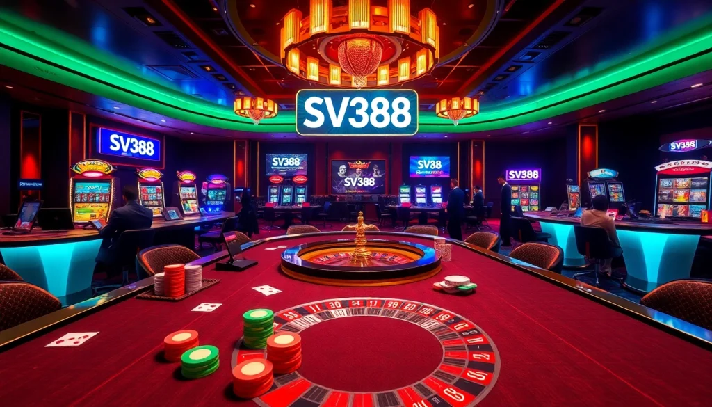 Experience thrilling action at SV388's vibrant poker table with colorful chips and cards.