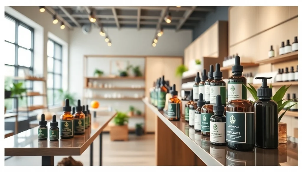Showcase of cbd madrid products in a vibrant and inviting store.