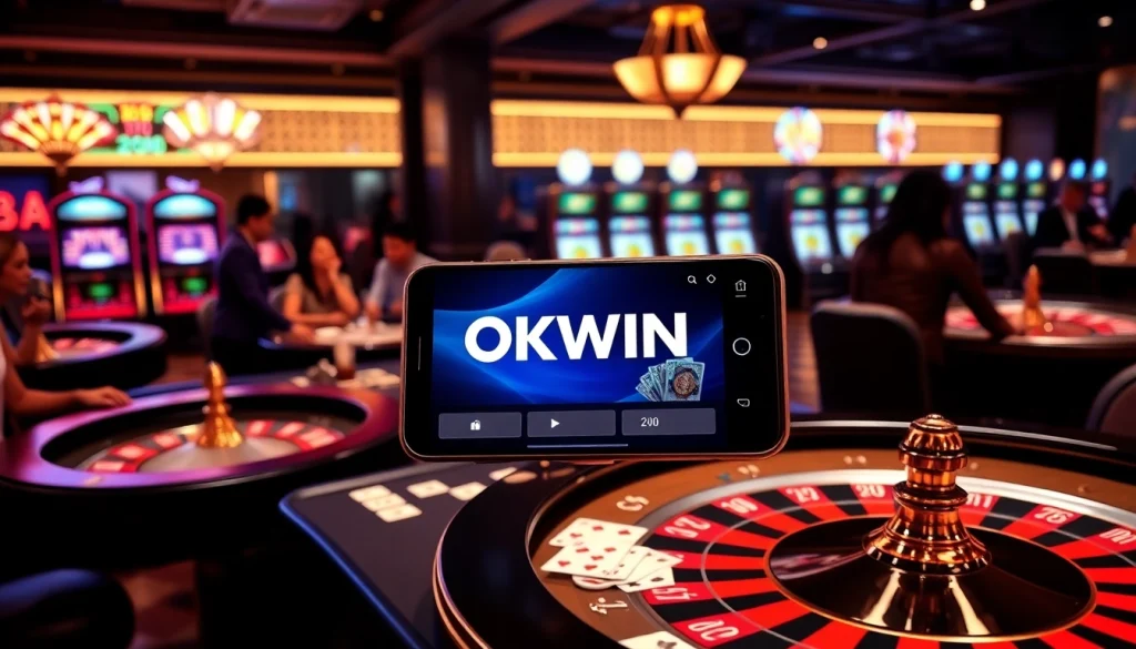 Play exciting casino games with the OKWIN app in a luxurious online gambling setting.