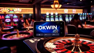 Play exciting casino games with the OKWIN app in a luxurious online gambling setting.
