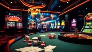 Engaging online gambling experience at https://luck8.army/ with vibrant tables, poker chips, and exciting gameplay.