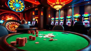 Experience thrilling gameplay at NEW88 with vibrant casino tables and exciting betting action.