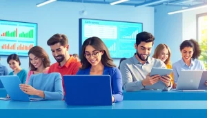 Engaging with surveys on https://enqueteplein.nl, showcasing a diverse group providing feedback.