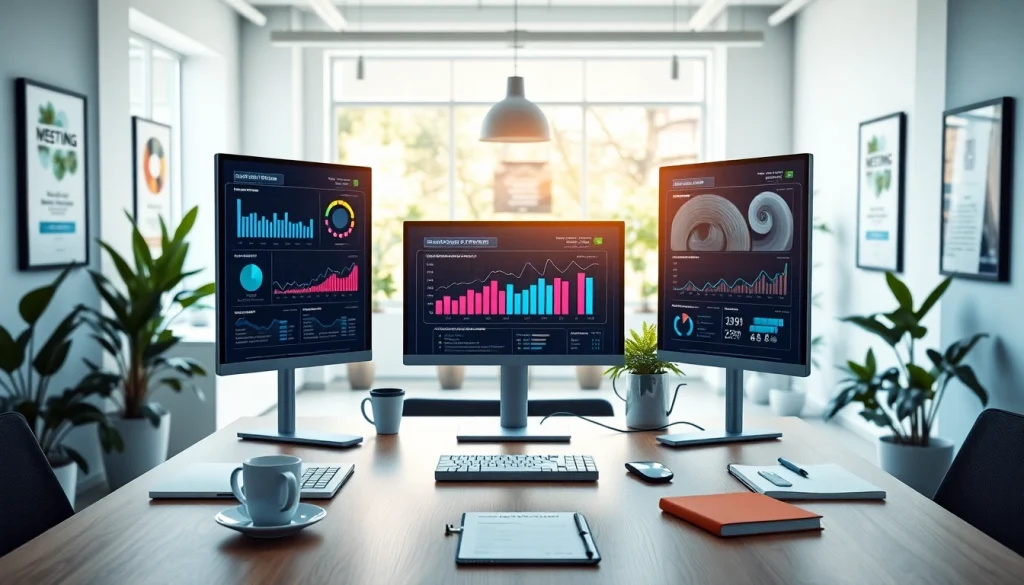 Agency professionals collaborating in a vibrant, modern workspace focused on digital marketing.