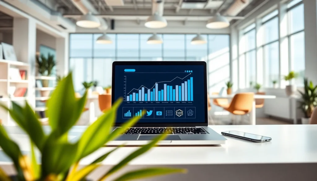 Boost social media engagement and strategy setup in a vibrant workspace at https://boost-social-media.com.