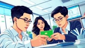 신용카드 현금화 프로세스를 나타내는 금융 거래 장면을 보여준다.