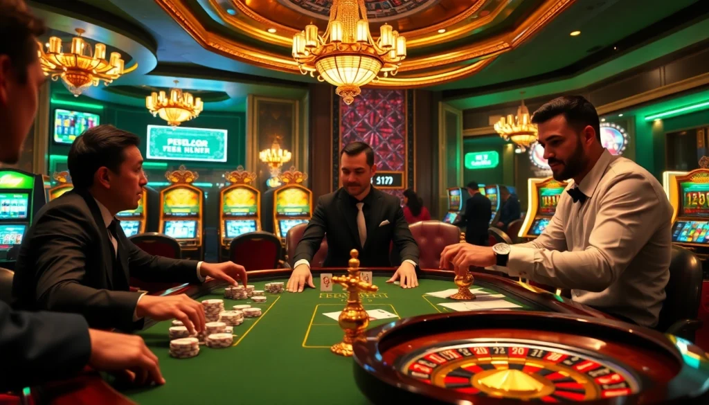 Experience the thrill of gambling at the 6L777 poker table with vibrant chips and cards.
