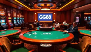 Experience the excitement of GG88 with vibrant casino tables and high-end poker chips.