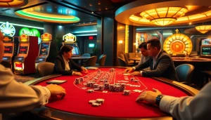 KJC casino experience featuring poker, vibrant slot machines, and a thrilling ambiance.