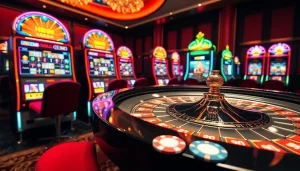 Experience the excitement of HB88 at a luxurious casino with roulette, slot machines, and poker.