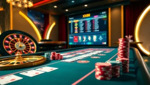 Experience the thrill of Baccarat at XX88 with vibrant chips and golden elegance.