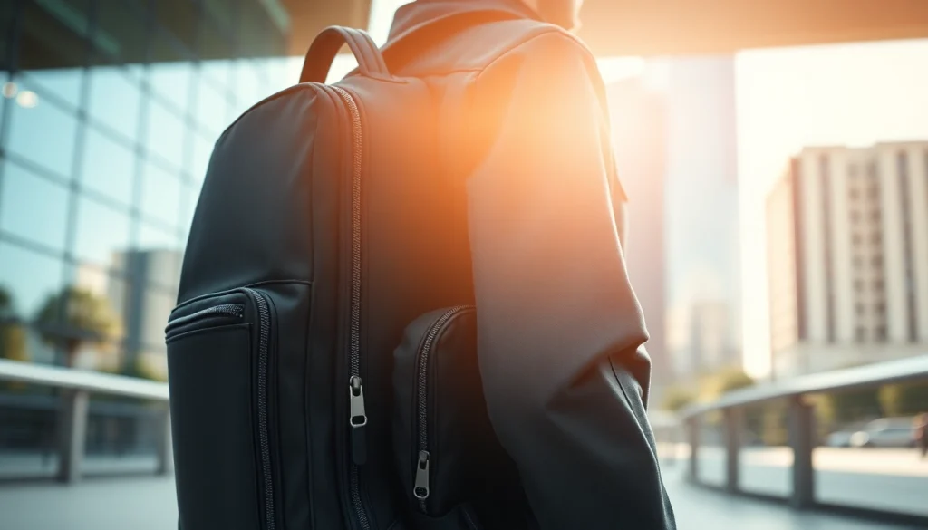 Wasserdichter Rucksack Laptop für Damen und Herren in einem eleganten Design präsentieren