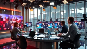 Engaging news reporting at https://newsharbor.com.ua with journalists in an energetic newsroom.