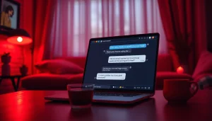 Engage in AI sex chat with a cozy, inviting digital interface showcasing intimate interactions.