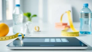 Interactive bmi calculator displayed on a digital device in a modern workspace