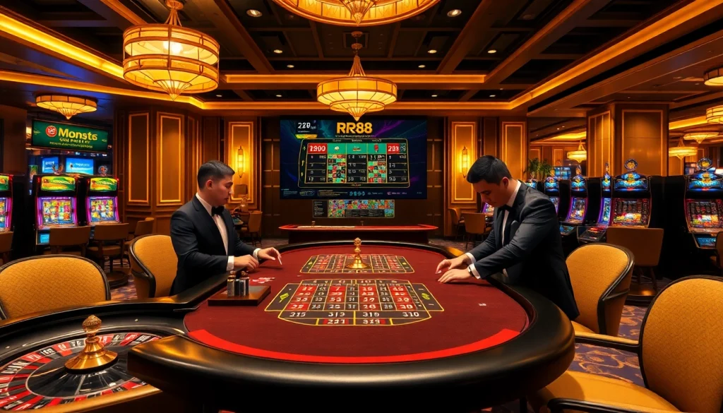 Experience thrilling gameplay at RR88's luxurious casino with engaging card games and vibrant slot machines.