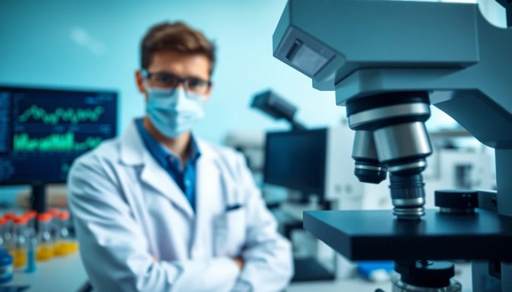 Learn about BPC 157 UK with a professional in a lab analyzing peptide samples.