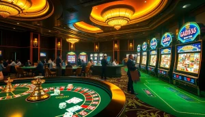 Experience the excitement of God345's vibrant casino gaming floor filled with roulette, poker, and slots.