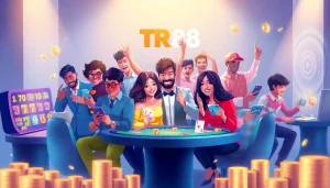 Engaging scene of players enjoying diverse TR88 online gaming experiences on digital devices.