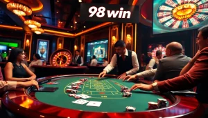 Players enjoy blackjack at 98win, showcasing thrilling casino action and excitement.