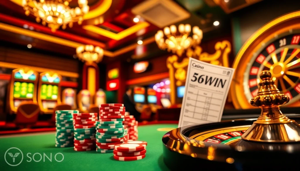 Experience thrilling gaming excitement at the 56WIN casino with vibrant tables and engaging gameplay.