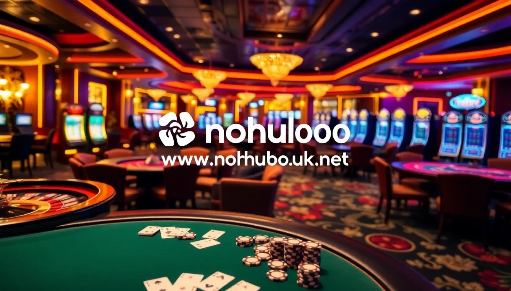 Experience thrilling gameplay at https://nohu90io.uk.net/ with luxurious casino gaming tables and vibrant slot machines.